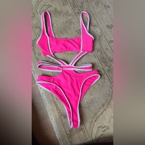 Vibrant Pink Strappy Bikini Set